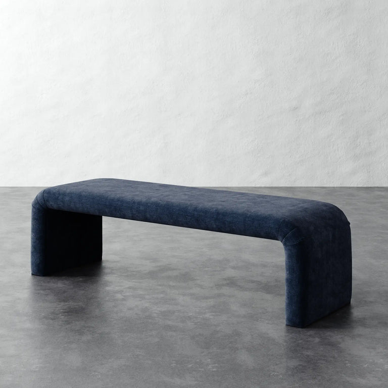 Nadia 62in Bench - Indigo Strie Velvet