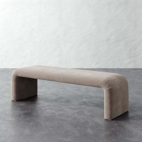 Nadia 62in Bench - Performance Velvet Oatmeal