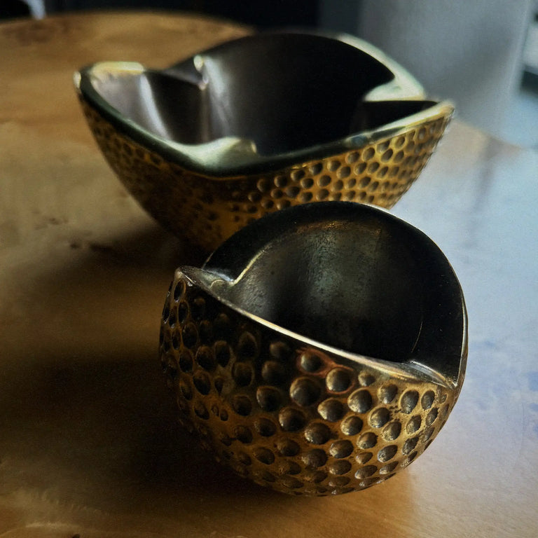 Pair of Vintage Ben Seibel dimpled brass biomorphic bowls