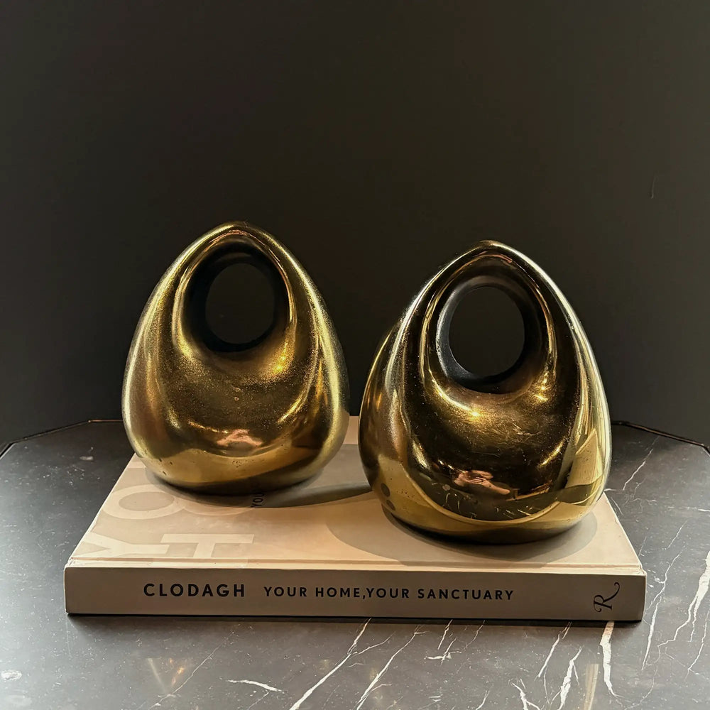 Ben Seibel Vintage Midcentury Brass Orb Bookends, set of two