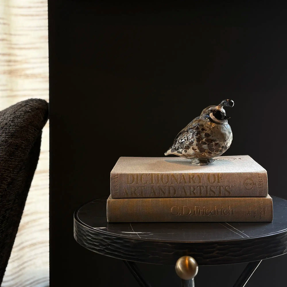 Artist-made figural Quail Sculpture