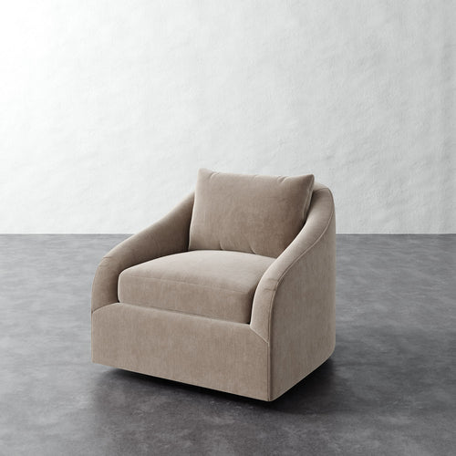Rousseau Swivel Chair - Performance Brushed Woven Velvet Dune
