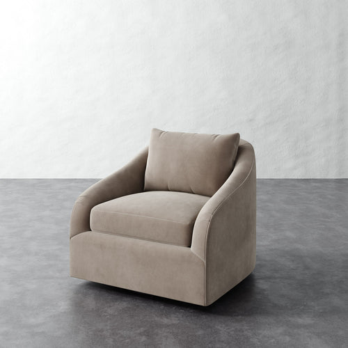 Rousseau Swivel Chair - Performance Velvet Oatmeal