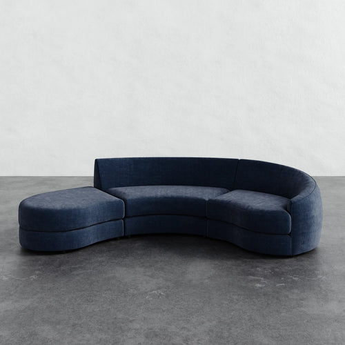 Rulmann 3-Piece Right Sectional - Indigo Strie Velvet