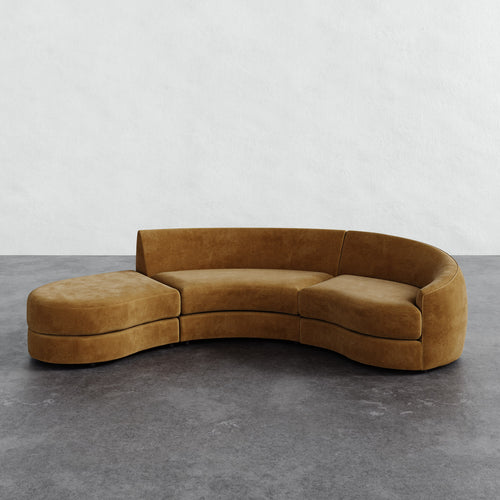 Rulmann 3-Piece Right Sectional - Mohair Brown Sugar