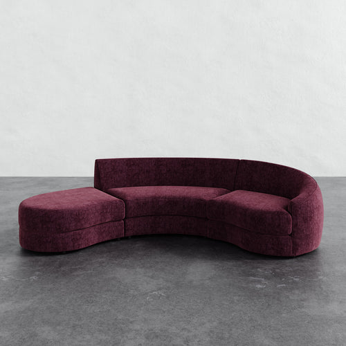 Rulmann 3-Piece Right Sectional - Performance Matelasse Mulberry
