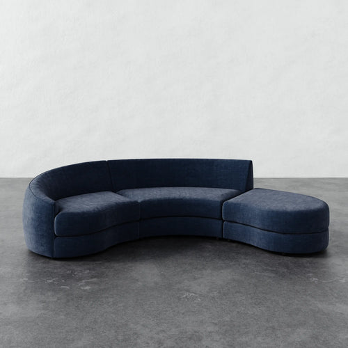 Rulmann 3pc Left Sectional - Indigo Strie Velvet