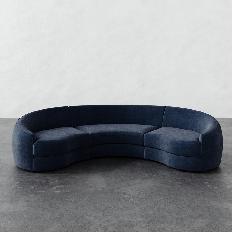 Rulmann 3pc Sectional - Indigo Strie Velvet