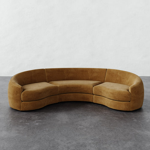 Rulmann 3pc Sectional - Mohair Brown Sugar