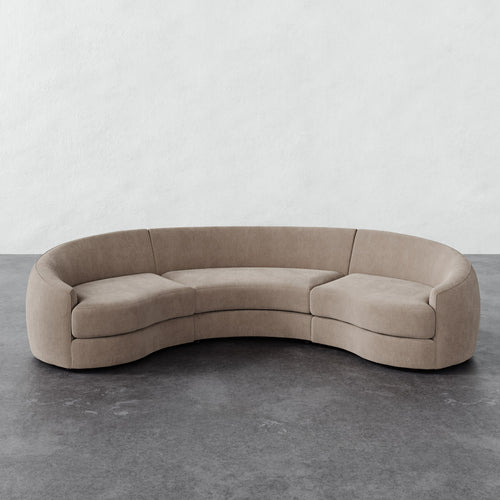 Rulmann 3pc Sectional - Performance Brushed Woven Velvet Dune