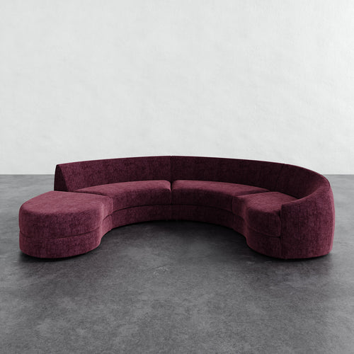 Rulmann 4-Piece Right Sectional - Performance Matelasse Mulberry