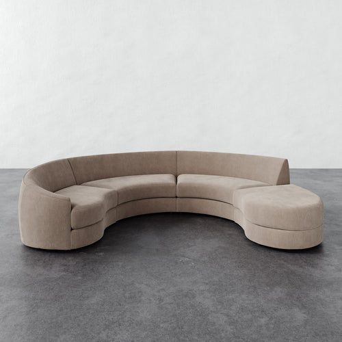 Rulmann 4pc Left Sectional - Performance Brushed Woven Velvet Dune