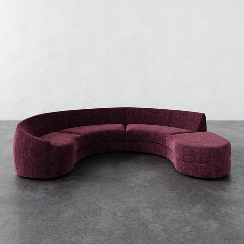 Rulmann 4pc Left Sectional - Performance Matelasse Mulberry