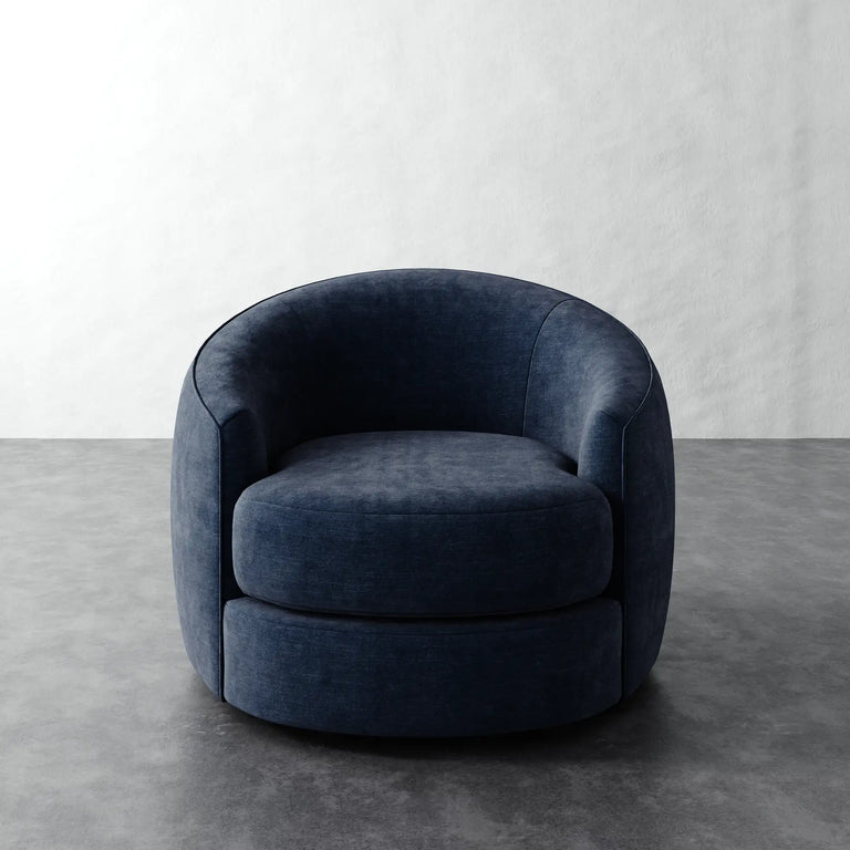 Rulmann Full Swivel Chair - Indigo Strie Velvet