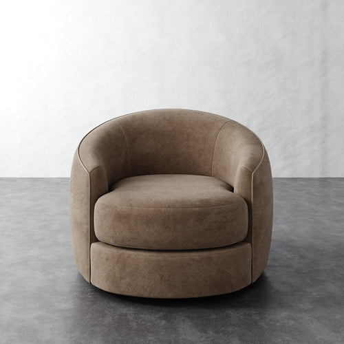 Rulmann Full Swivel Chair - Mohair Ecru
