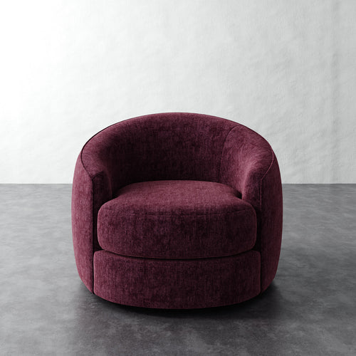 Rulmann Full Swivel Chair - Performance Matelasse Mulberry