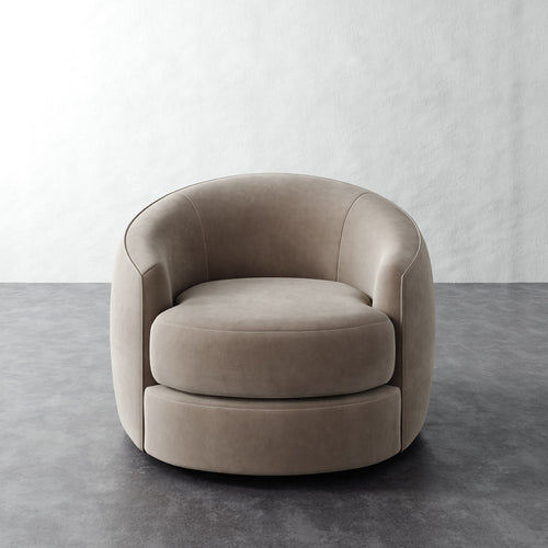 Rulmann Full Swivel Chair - Performance Velvet Oatmeal