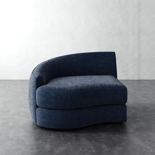 Rulmann Left Arm Chair - Indigo Strie Velvet
