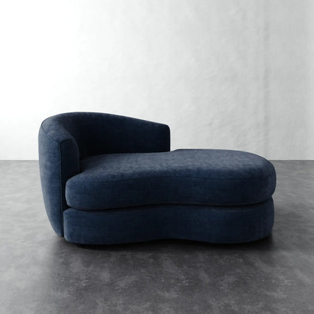 Rulmann Left Arm Chaise - Indigo Strie Velvet