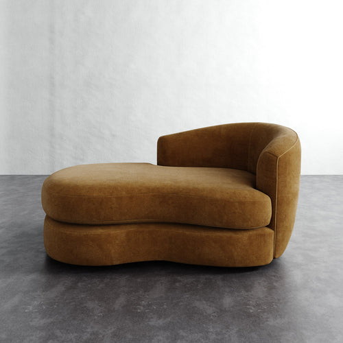 Rulmann Right Arm Chaise - Mohair Brown Sugar