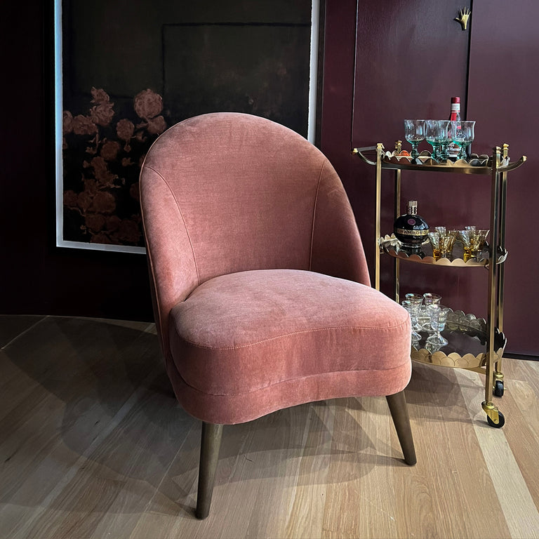 Savoie Armless Chair in Warm Blush Velvet