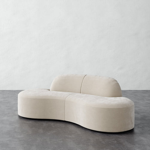 Selune Sectional 2 Piece - Strie' Velvet Bisque