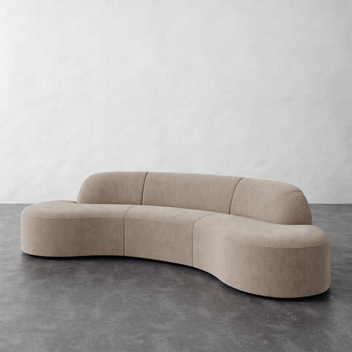 Selune Sectional 3 Piece - Performance Brushed Woven Velvet Dune