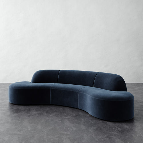 Selune Sectional 3 Piece - Plush Velvet Indigo