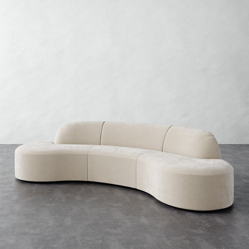 Selune Sectional 3 Piece - Strie' Velvet Bisque