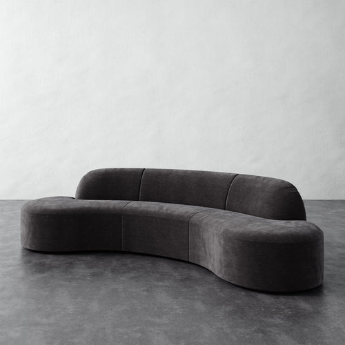 Selune Sectional 3 Piece - Strie' Velvet Mink