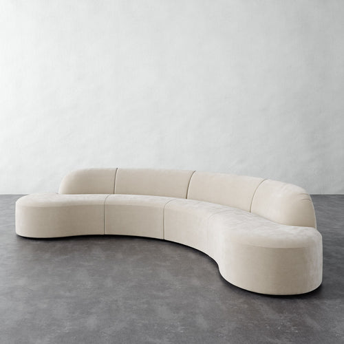 Selune Sectional 4 Piece - Strie' Velvet Bisque