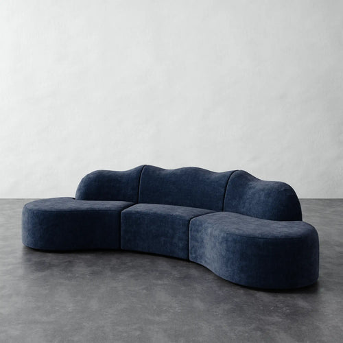 Serpentine Sectional - Indigo Strie Velvet