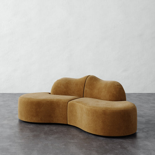 Serpentine Sectional - Mohair Brown Sugar