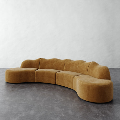Serpentine Sectional - Mohair Brown Sugar