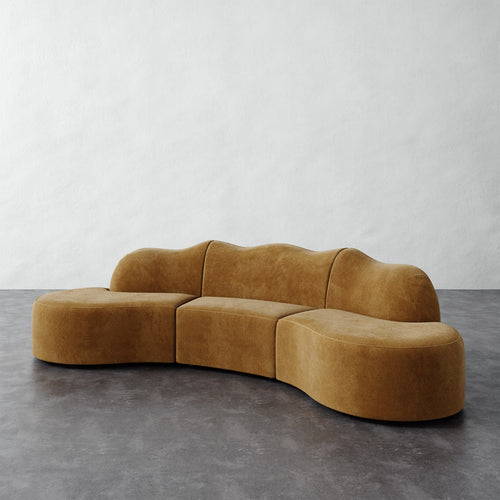 Serpentine Sectional - Mohair Brown Sugar