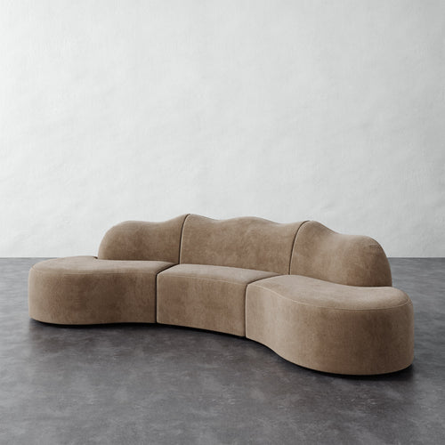 Serpentine Sectional - Mohair Ecru