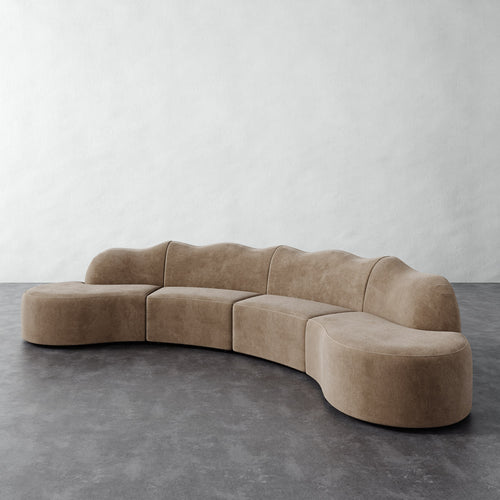 Serpentine Sectional - Mohair Ecru