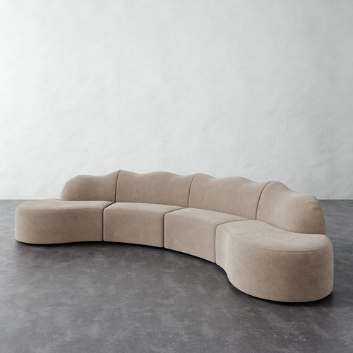 Serpentine Sectional - Performance Brushed Woven Velvet Dune