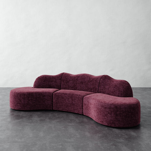 Serpentine Sectional - Performance Matelasse Mulberry