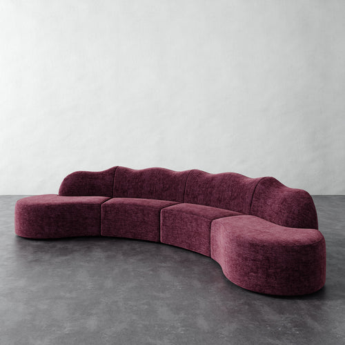 Serpentine Sectional - Performance Matelasse Mulberry