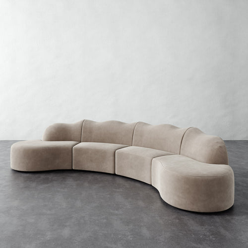 Serpentine Sectional - Performance Velvet Oatmeal