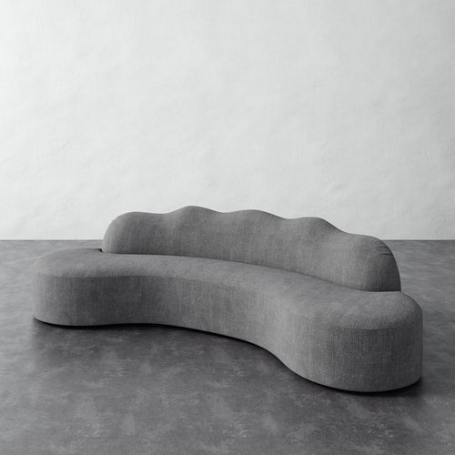 Serpentine Solid Piece Sofa - Chunky Basket Pewter