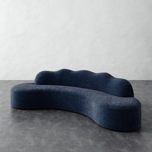 Serpentine Solid Piece Sofa - Indigo Strie Velvet