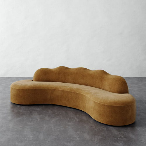 Serpentine Solid Piece Sofa - Mohair Brown Sugar
