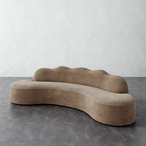 Serpentine Solid Piece Sofa - Mohair Ecru