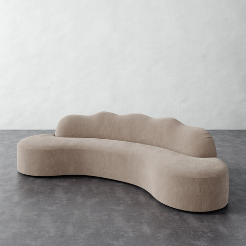 Serpentine Solid Piece Sofa - Performance Brushed Woven Velvet Dune