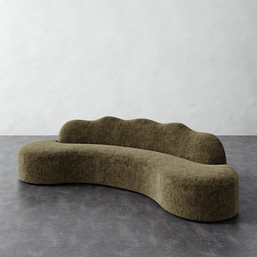 Serpentine Solid Piece Sofa - Performance Matelasse Balsam