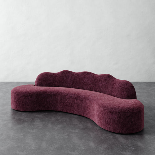 Serpentine Solid Piece Sofa - Performance Matelasse Mulberry