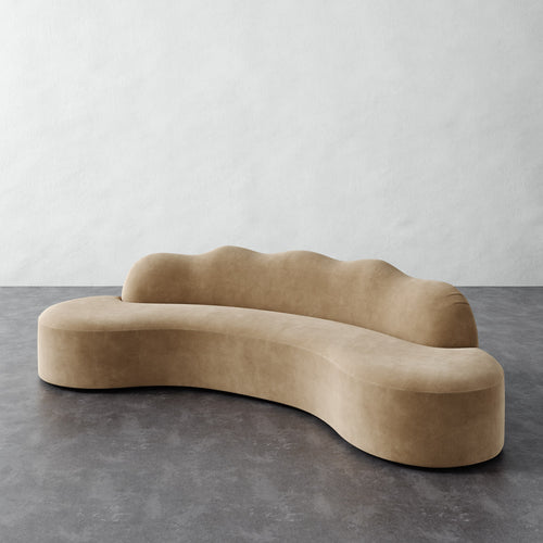 Serpentine Solid Piece Sofa - Performance Velvet Acorn