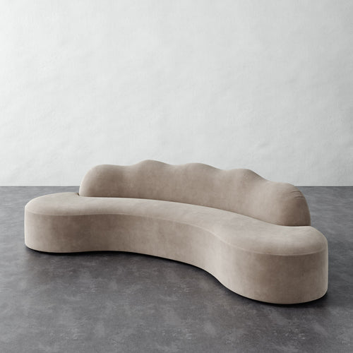 Serpentine Solid Piece Sofa - Performance Velvet Oatmeal